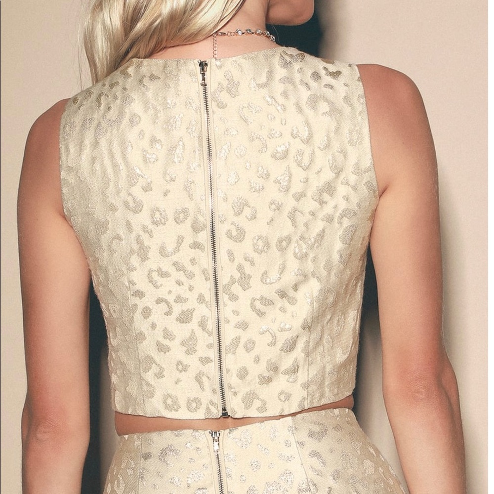 🌸FINAL🌸LULUS 2 piece cream & gold leopard print - Picture 5 of 8